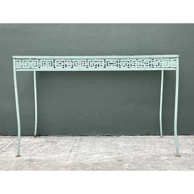 Metal Vintage Meadowcraft Outdoor Dining Table With Greek Key Pattern For Sale - Image 7 of 12