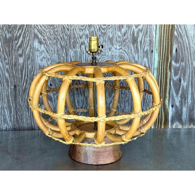 Vintage Coastal Bent Rattan Lamp For Sale - Image 10 of 10