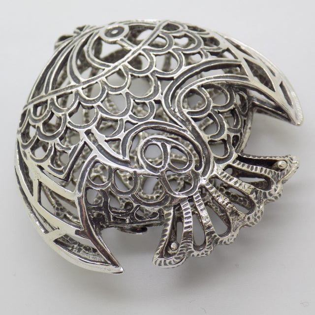 Metal Vintage Italian Handmade Silver Tropical Fish Figurine, Naples, 1980s For Sale - Image 7 of 14