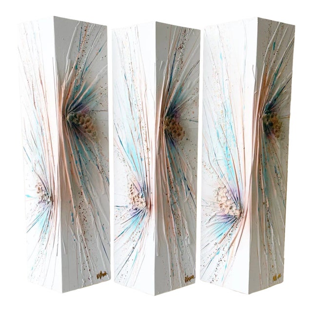 Postmodern Triangular 3d Splatter Paintings - Set of 3 For Sale