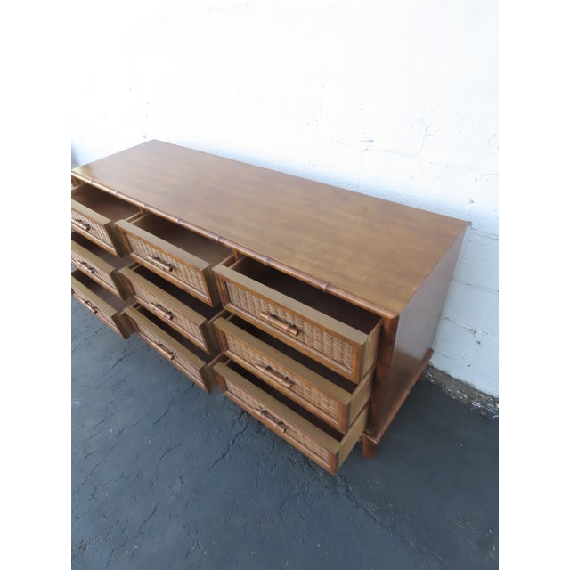 American of Martinsville Hollywood Regency Woven Rattan Dresser 6448 For Sale In Miami - Image 6 of 18
