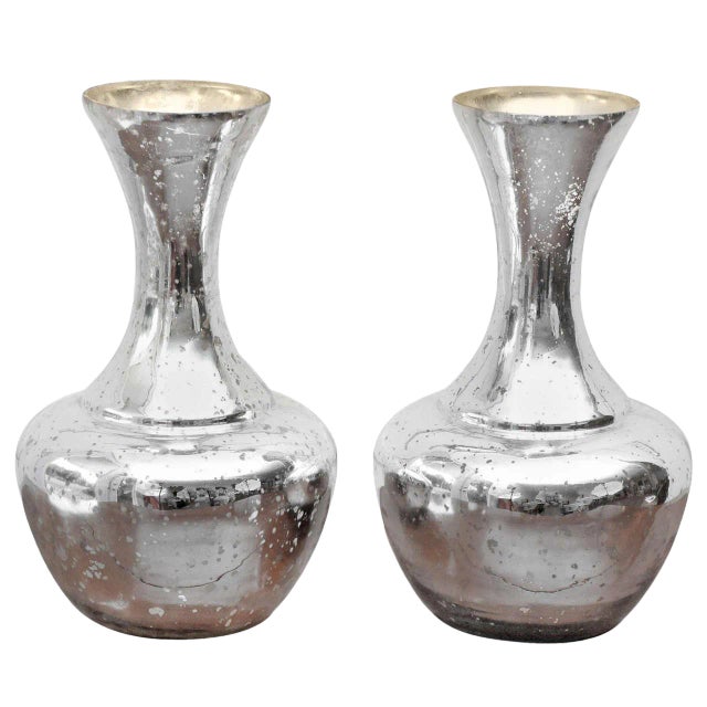 Silvered Vases - a Pair For Sale