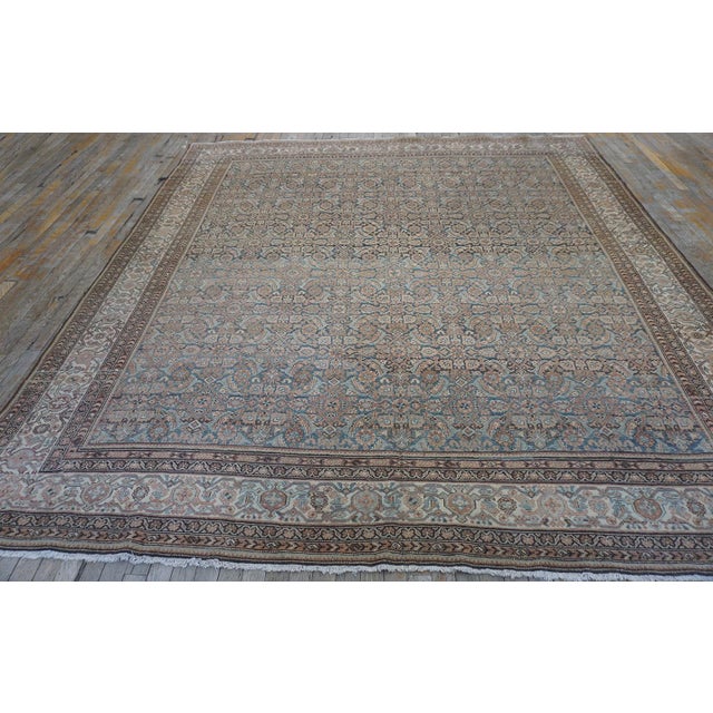 A beautiful and uniquely proportioned room-sized Antique Persian Malayer rug, circa 1880. Measuring 8' 3" x 8' 10", this...