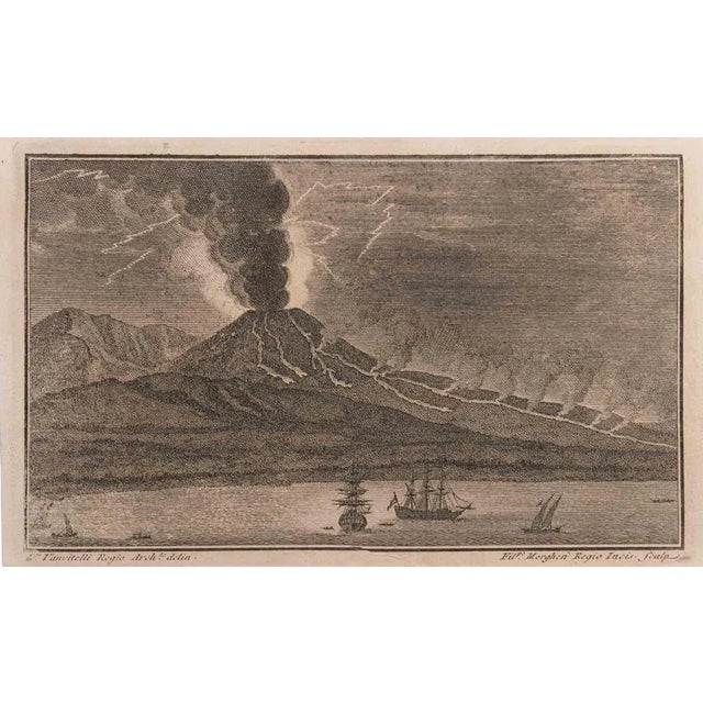 Seascape with vesuvio and boats is an etching realized by filippo morghen (1730-1807). The etching belongs to the print...
