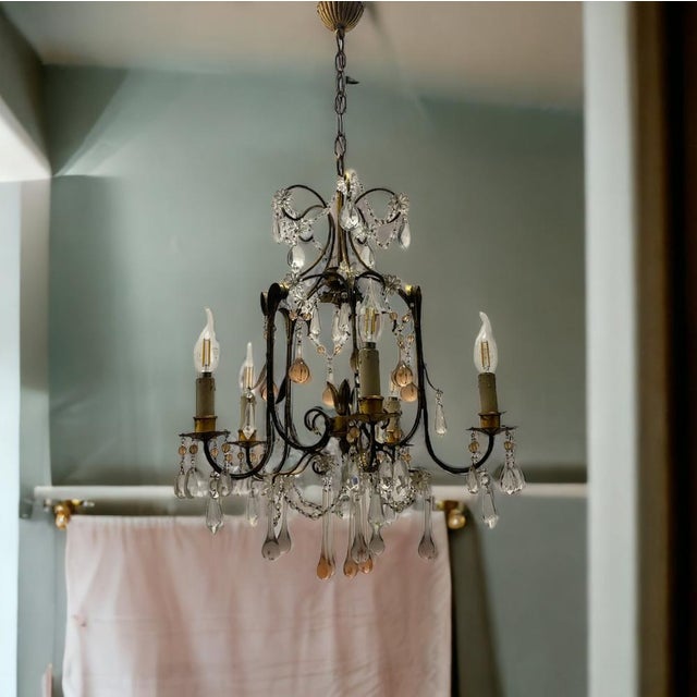 Florentine Gold Gilded Murano Glass Chandelier, 1960s For Sale - Image 12 of 14