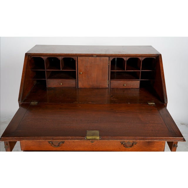 Antique Georgian Slant Front Secretary Desk / Early English Oak Fall Front Writing Bureau For Sale In Los Angeles - Image 6 of 9