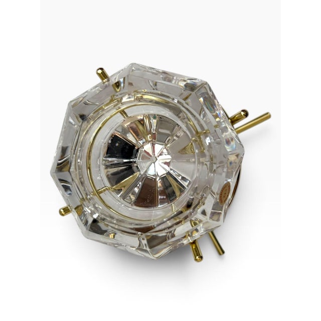 Mid-Century Modern Vintage German 24% Bleikristall Crystal Diamond Candle Holder With Gold Stand For Sale - Image 3 of 5