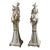 Italian Glazed Terracotta Chinoiserie Monumental Figures on Pedestals For Sale