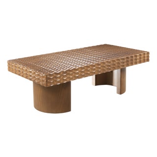 Malaparte Low Table with Wood Top Gougée by Fabian Pellegrinet Conte For Sale
