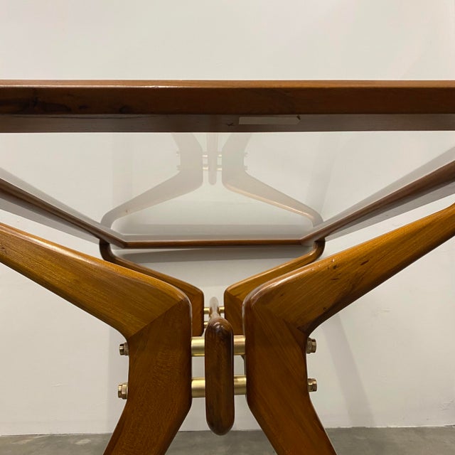 Vintage Teak and Glass Table, 1950s, in Restored conditions. Designed 1950 to 1959