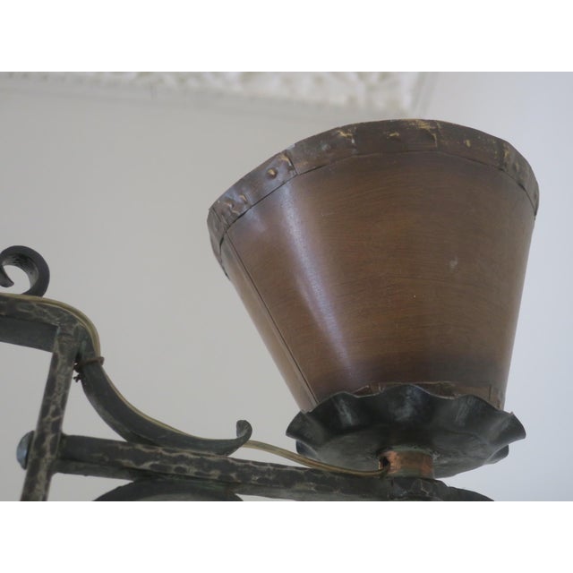 Metal Brutalist Wrought Iron and Copper Chandelier, 1960s For Sale - Image 7 of 16