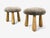 Mid-Century Modern Danish Modern Style, Gray Sheepskin, Maple, Shearling Footstools, 21st C. For Sale - Image 3 of 9