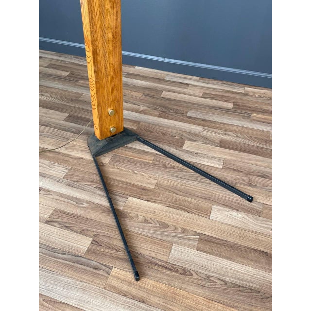 Mid-Century Modern Oak & Brass Arc Floor Lamp by Nova, c.1970’s For Sale In Tampa - Image 6 of 8