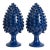Pair of Vintage Italian Blue Glazed Ceramic Pine Cone Statuettes For Sale