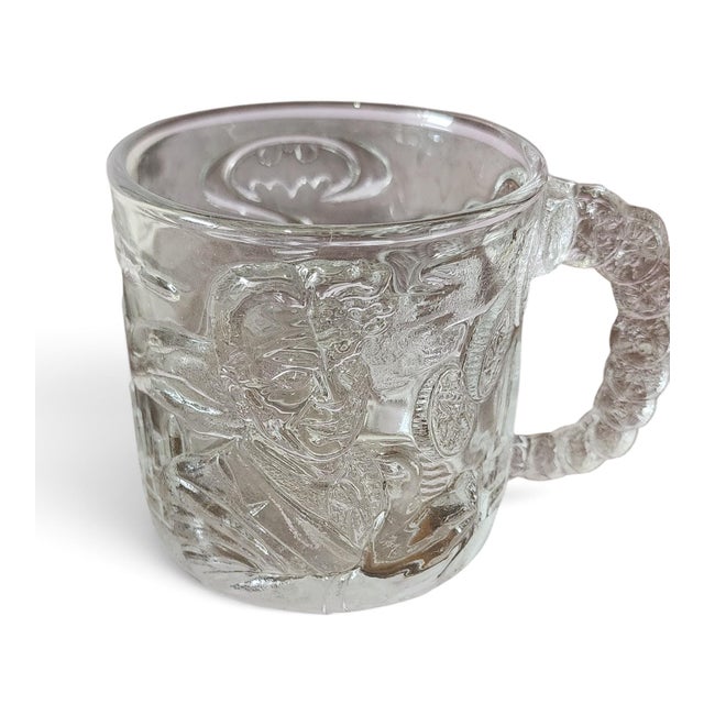Modern Vintage 1995 McDonalds Batman Forever Two-Face Raised Glass Handled Mug For Sale - Image 3 of 8
