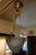 Superb bronze chandelier with a glass paste shell-shaped shade beautiful bronze work height 52 cm very good condition no...