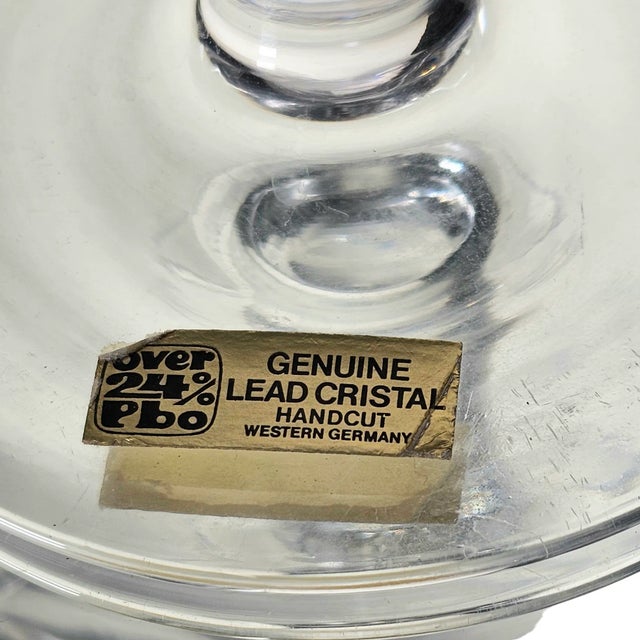 German Handcut Lead Crystal Giant Snifter Glass With Pinwheel Pattern, 9" Vintage Centerpiece For Sale - Image 9 of 9