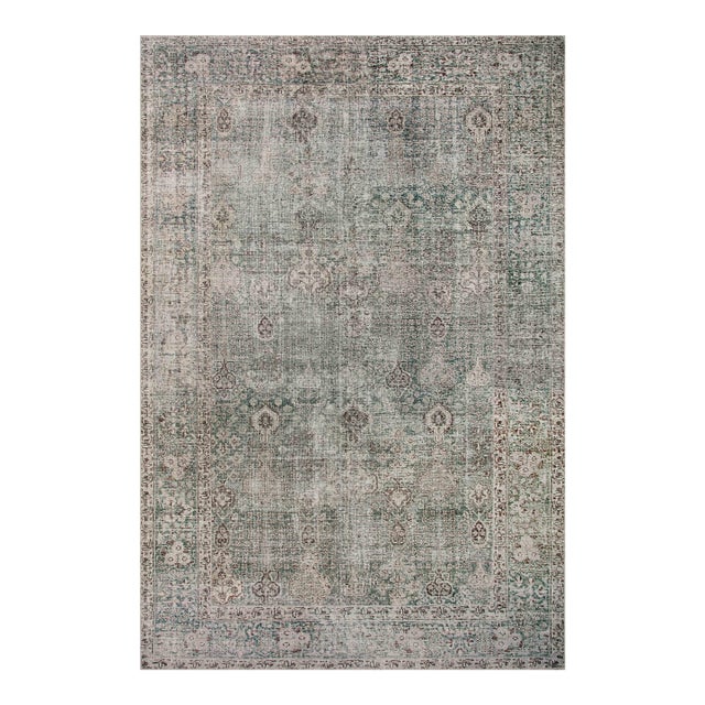 Chris Loves Julia x Loloi Jules Emerald / Antique Ivory 9'-6" x 14' Area Rug For Sale
