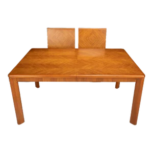 1980s Drexel Heritage Compatibles I Mid Century Modern Extendable Dining Table W/ 2 Leaves