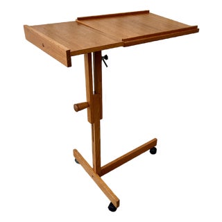 Vintage Mid-Century Modern Danish Adjustable Rolling Tray Table / Cart. Circa 1970s For Sale