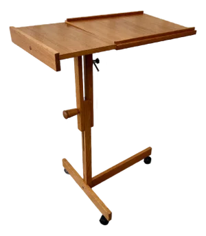 Vintage Mid-Century Modern Danish Adjustable Rolling Tray Table / Cart. Circa 1970s