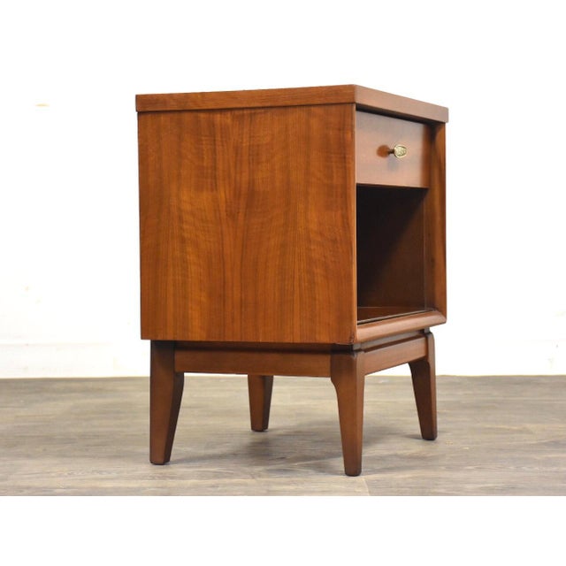 Walnut And Brass Mid Century Modern Nightstand Chairish