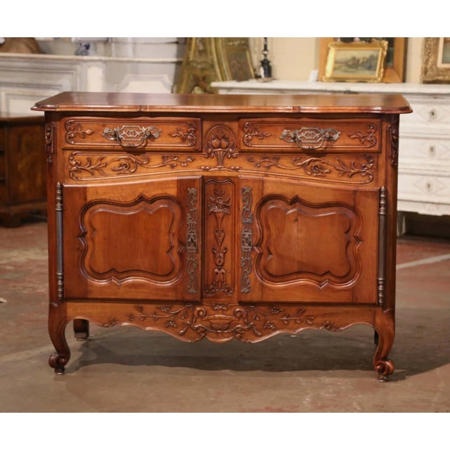 Bring timeless French country elegance into a dining room, entry, or living space with this beautifully carved antique...