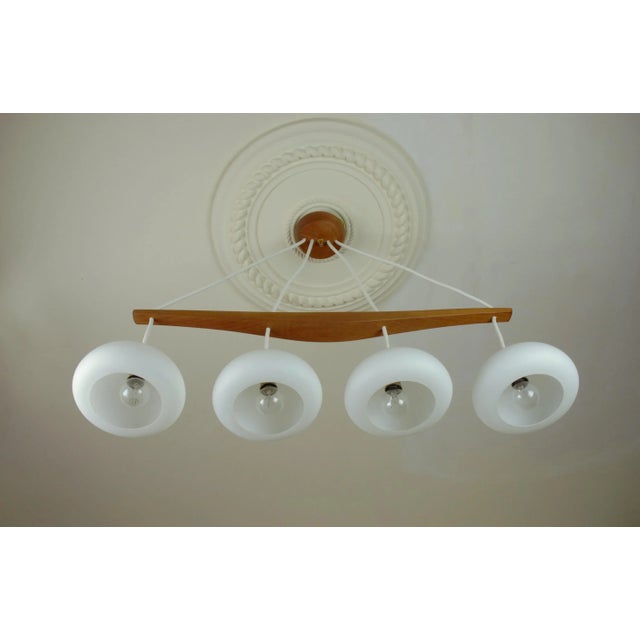 Teak and Glass Hanging Lamp, 1960s For Sale - Image 9 of 10