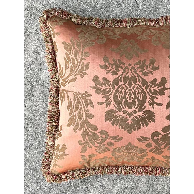 Vintage Fortuny Jaquard With Caterpillar Fringe Pillow For Sale - Image 10 of 16