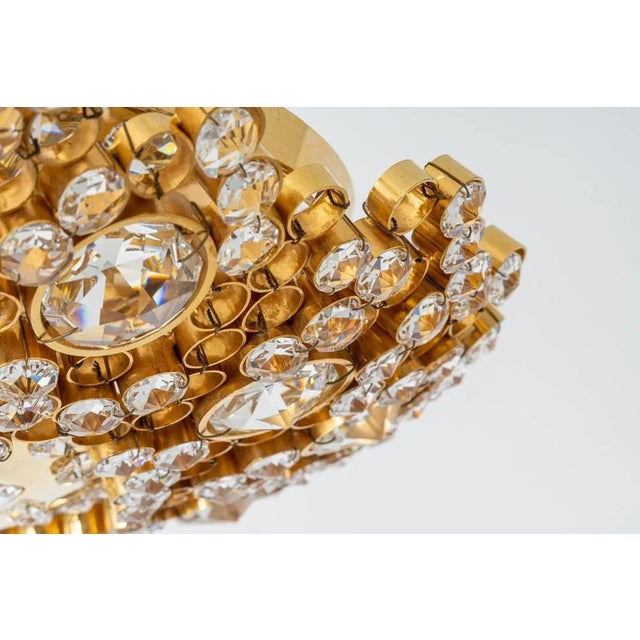 Small Gilt Brass Cut-Glass Flower Flush Mount from Palwa, Germany, 1970s For Sale - Image 4 of 9