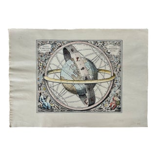 Vintage Ptolemaic View of the Universe Hand Colored Print After Andeas Cellarius, For Sale