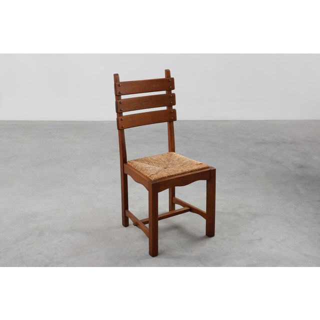 1960s Mid-Century Modern Belgian Chair in Oak and Wicker, 1960s For Sale - Image 5 of 18