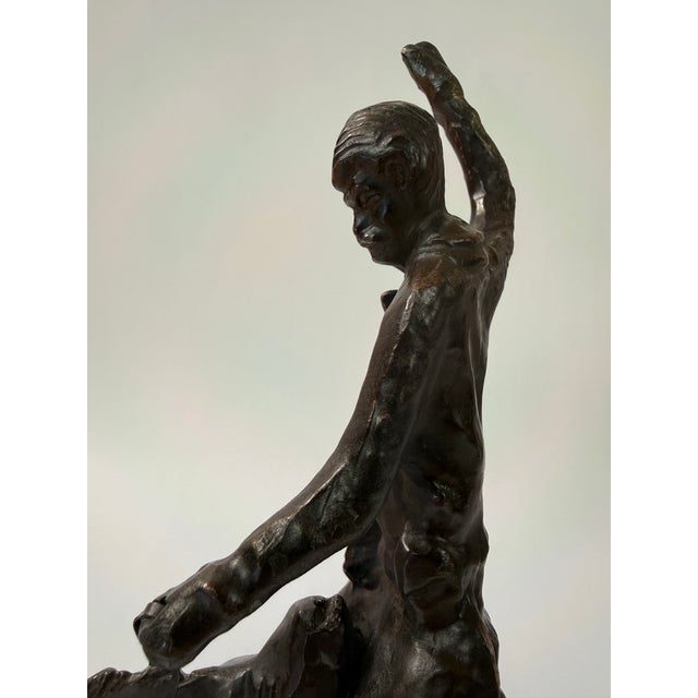 Abstract Abstract Bronze Cowboy on Bucking Horse Sculpture, 12” H For Sale - Image 3 of 12