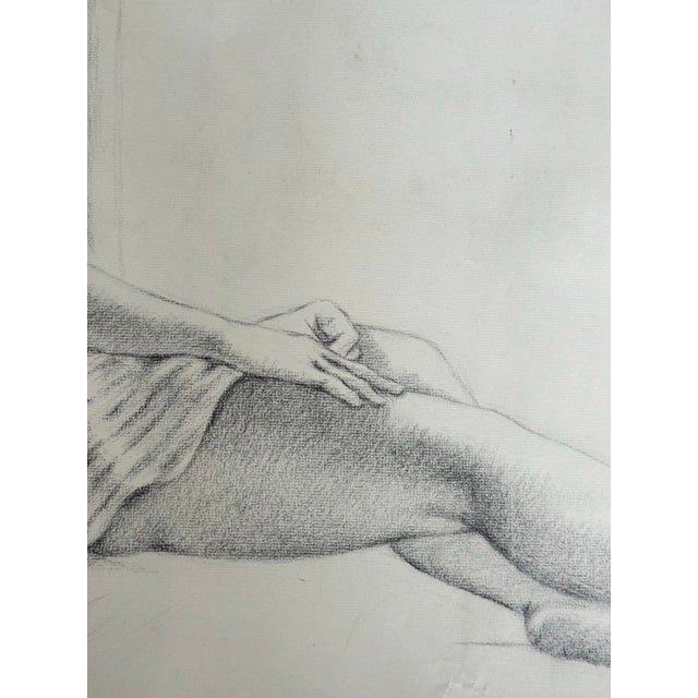 1944 Figure Study Drawing Pencil on Paper 19”x25” For Sale - Image 4 of 6