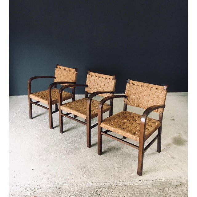 Wood Modernist Bauhaus Rope Armchairs from Erich Dieckmann, Germany, 1930s, Set of 3 For Sale - Image 7 of 18