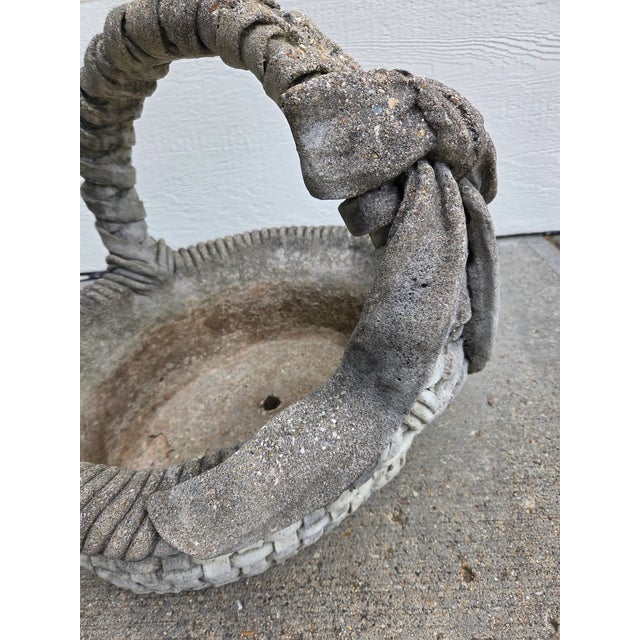Gray Vintage Cement Garden Planter Basket For Sale - Image 8 of 13