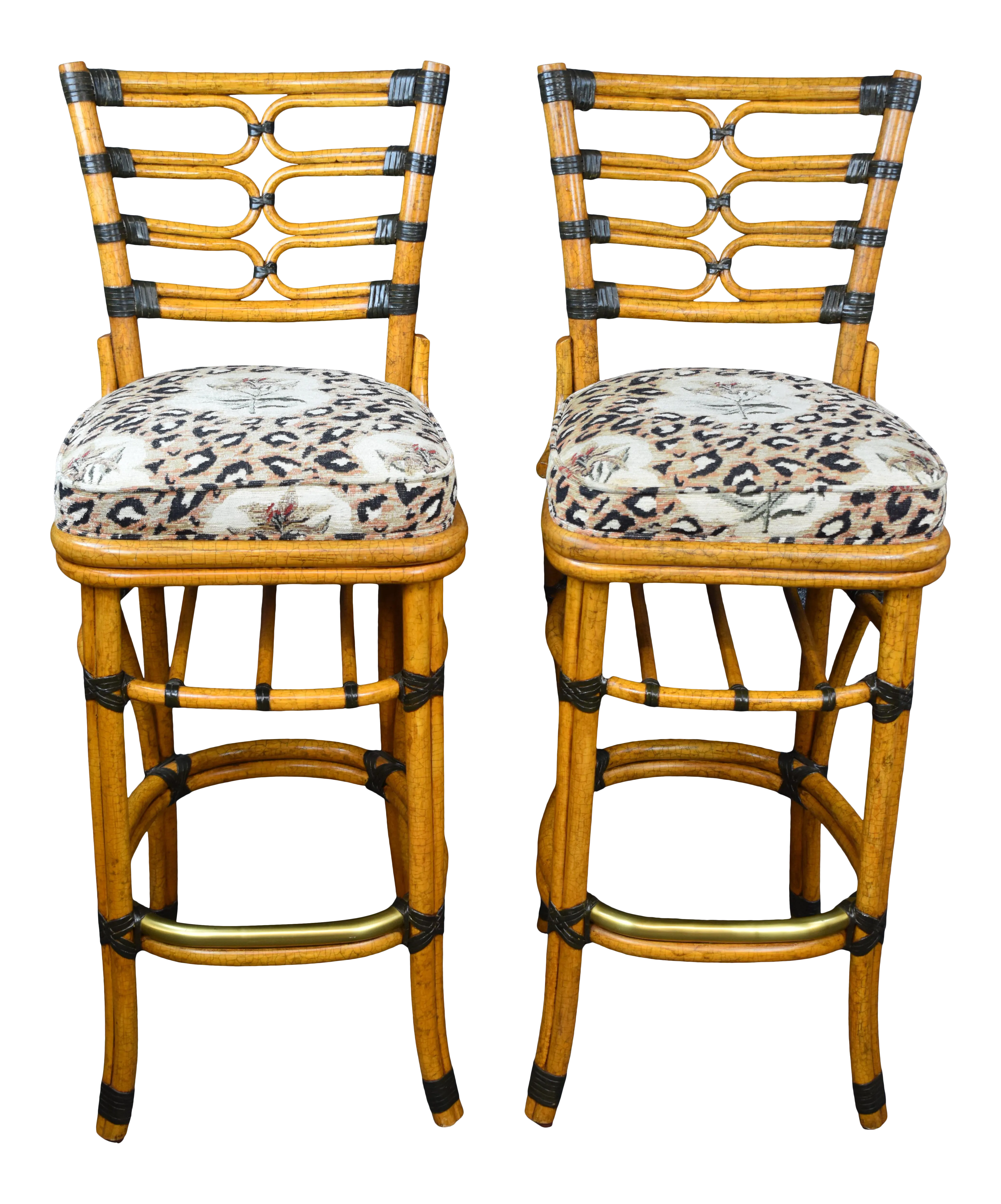 Mid Century Modern McGuire San Francisco Bamboo Rattan Stools a