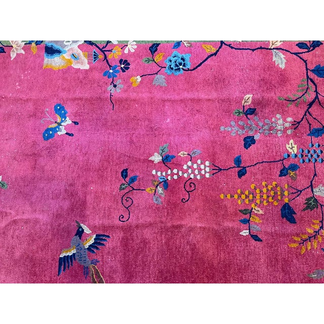 1910s A Sensational Antique 7' X 10' Purple/Rose/Gold Art Deco Chinese Rug Ca 1920 For Sale - Image 5 of 10