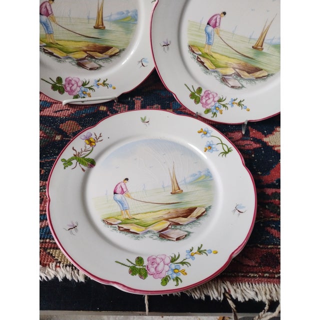 1980s 1980s Hand Painted c.e. Corey Portugal Dinner Plates - Set of 12 For Sale - Image 5 of 11