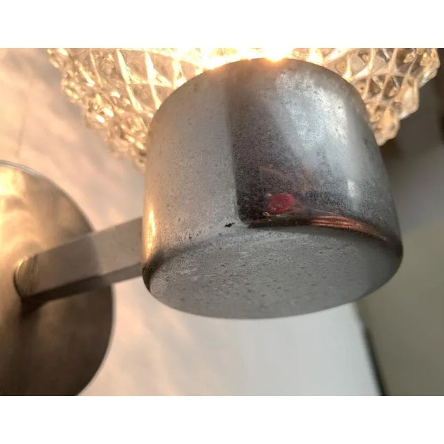 Vintage Space Age Glass and Metal Wall Lamp Sconce, 1970s, Set of 2 For Sale - Image 9 of 18