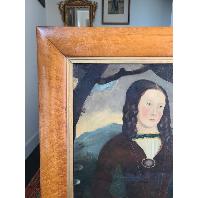 Antique 19th C. Oil Painting Folk Art Portrait in the Style of William Matthew Prior For Sale - Image 11 of 16