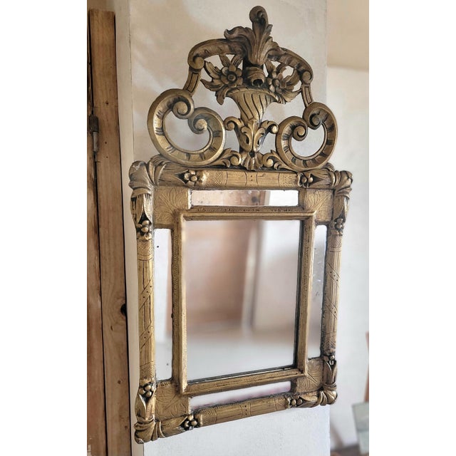 Antique French Hand-Carved Gilded Mirror, Late 19th Century For Sale - Image 9 of 9
