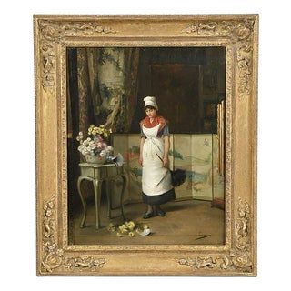 Auguste Serrure, Soubrette, 19th Century, Oil Painting, Framed For Sale
