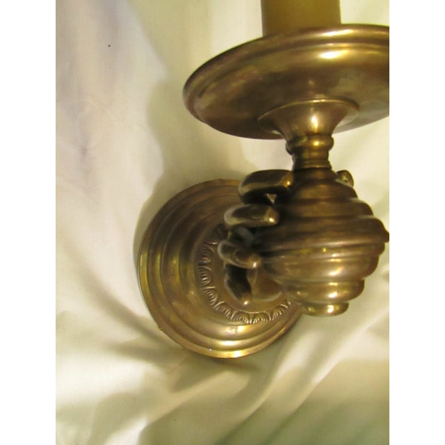 Vintage Brass Hand Holding a Light Wall Sconce Chairish