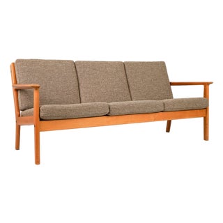 Mid-Century Teak GE-265/3 Wollstoff Sofa by Hans J. Wegner for Getama, 1960s For Sale
