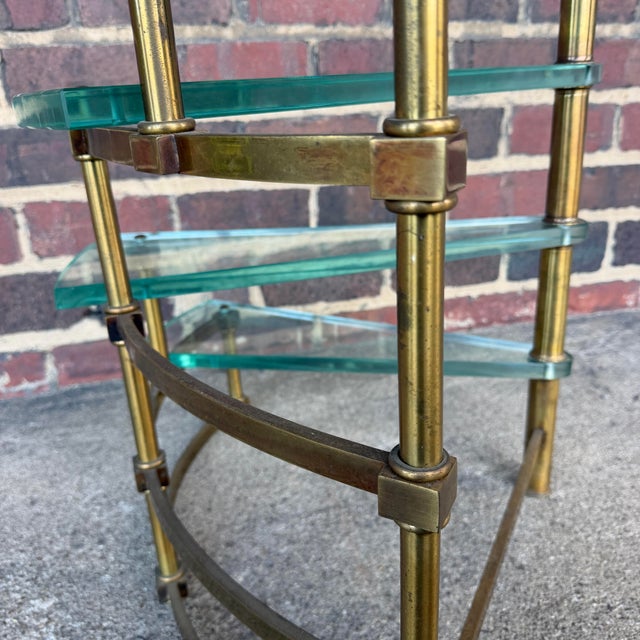 Mastercraft Brass and Glass Step Shelf Hollywood Regency For Sale - Image 10 of 12