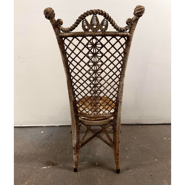 Late 19th Century Antique Victorian Heywood Brothers/Heywood Wakefield Rattan & Wicker Portrait Chair For Sale - Image 10 of 12