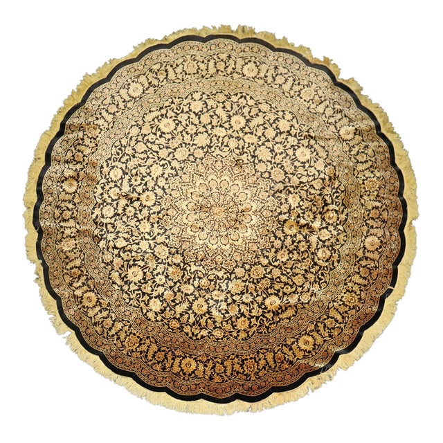 20th Century Signed Round Silk Rug rug no. 10947 For Sale