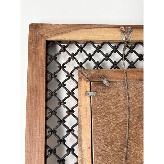 Woven Lattice Work Mirror with Reeded Wooden Frame, 1980s For Sale - Image 9 of 10