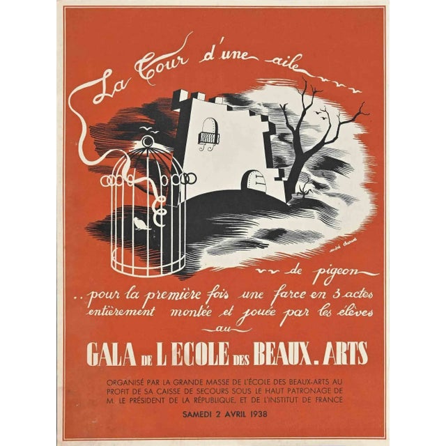 The Court of a Wing is an Original Lithograph realized by André Chervet in 1938. The little poster is for the Party of the...